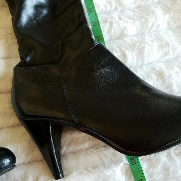 Chinese Laundry shiny black thigh high boots side zip 8M - Picture 2 of 8